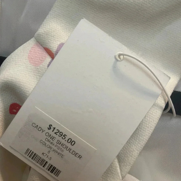 NWT Peter Pilotto Polka Dot Cady One-Shoulder Dress UK size 12, US size 8, White - Picture 6 of 7